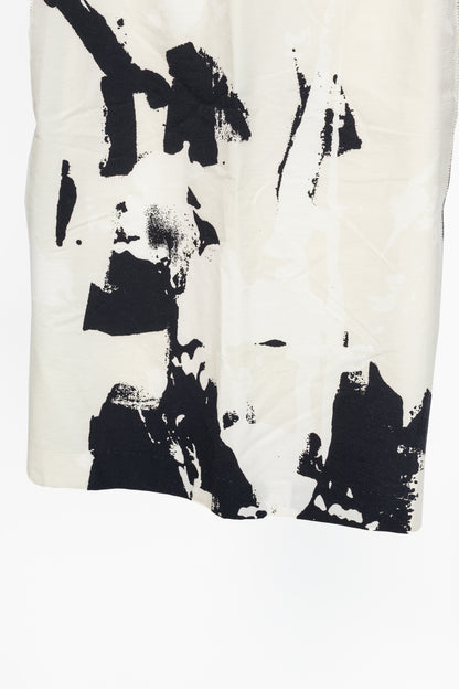 Donna Karan New York SS/15 Cream Cotton-Faille Abstract-Print Panelled Pencil Skirt