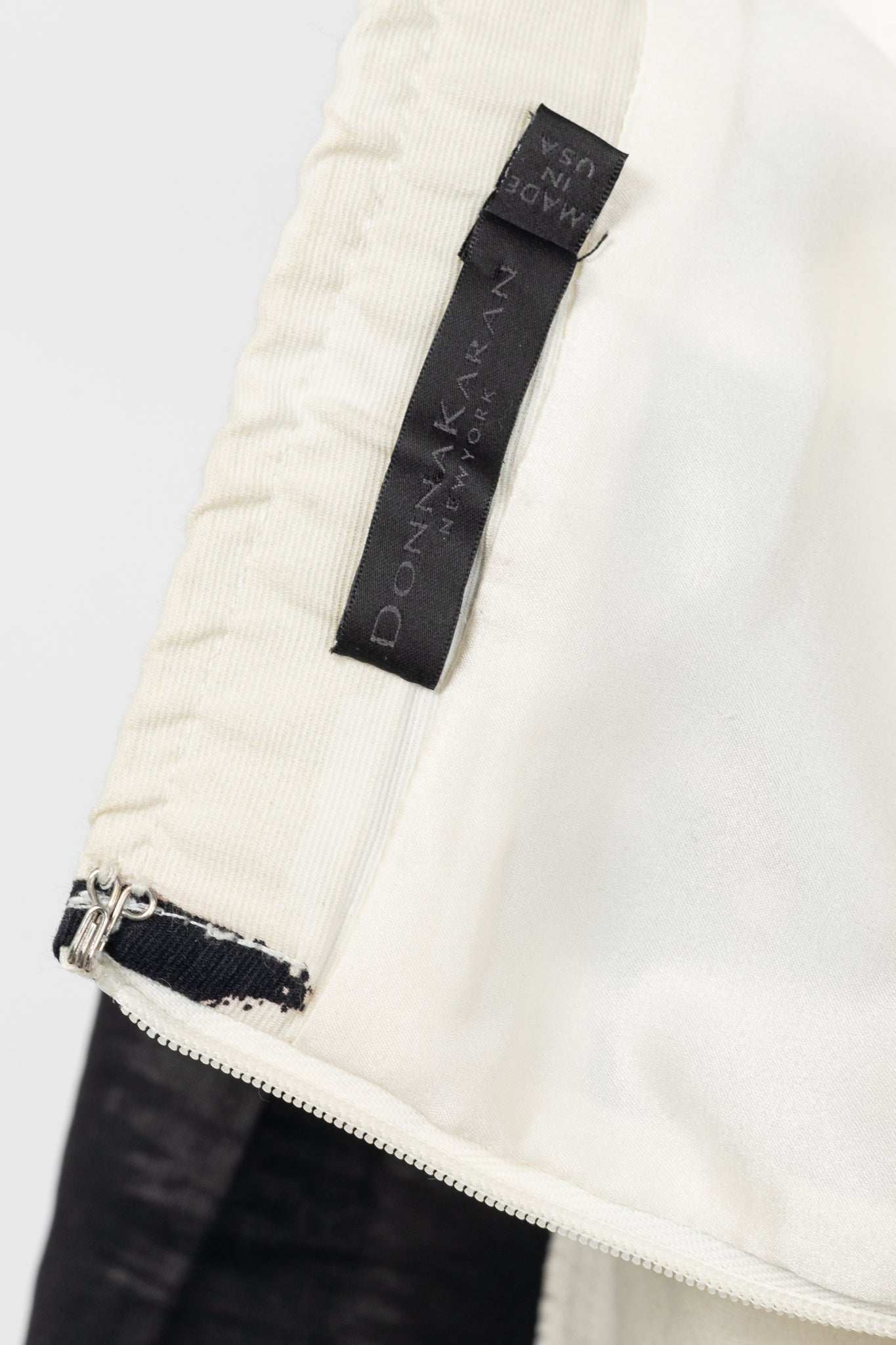 Donna Karan New York SS/15 Cream Cotton-Faille Abstract-Print Panelled Pencil Skirt