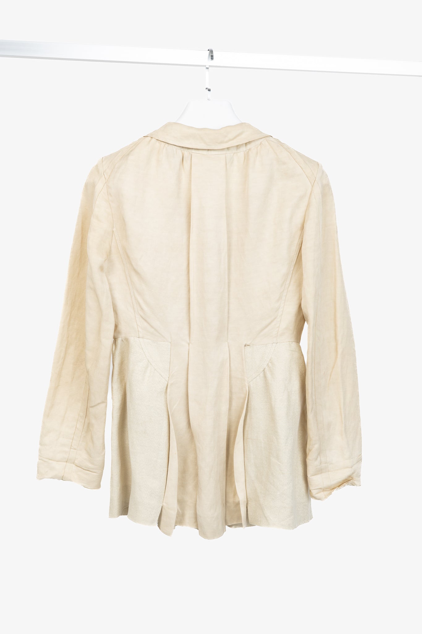 Donna Karan Collection Beige Double-Breasted Linen-Blend Jacket