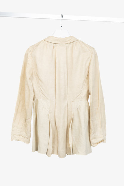 Donna Karan Collection Beige Double-Breasted Linen-Blend Jacket