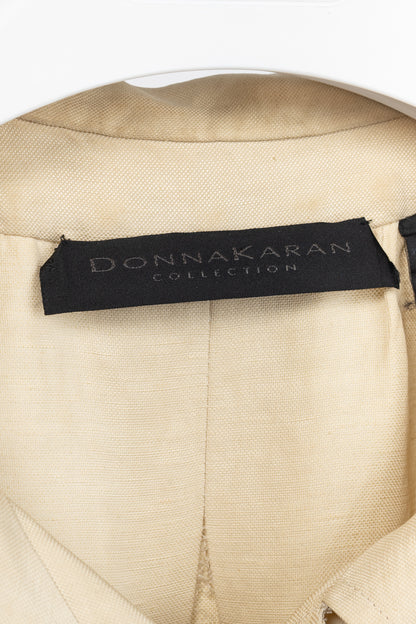 Donna Karan Collection Beige Double-Breasted Linen-Blend Jacket