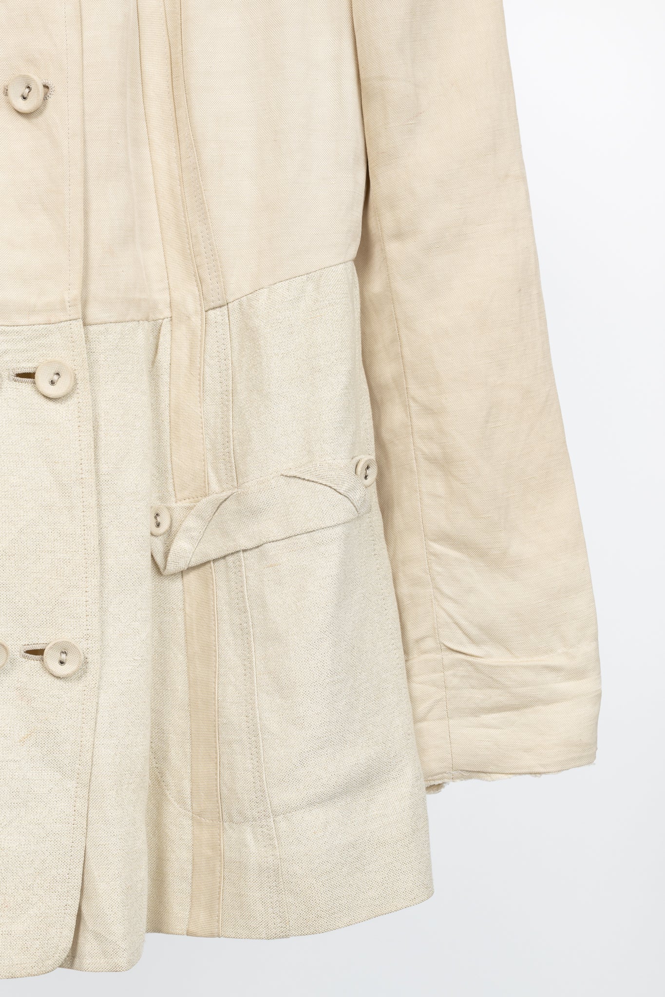 Donna Karan Collection Beige Double-Breasted Linen-Blend Jacket