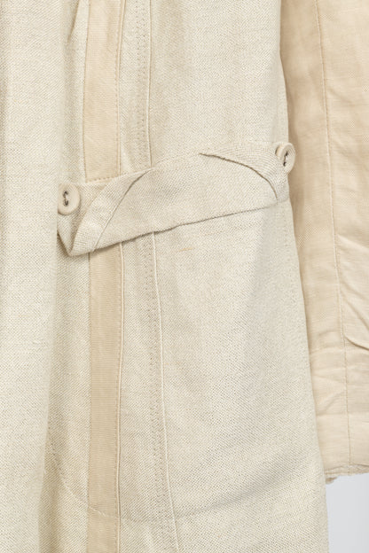 Donna Karan Collection Beige Double-Breasted Linen-Blend Jacket