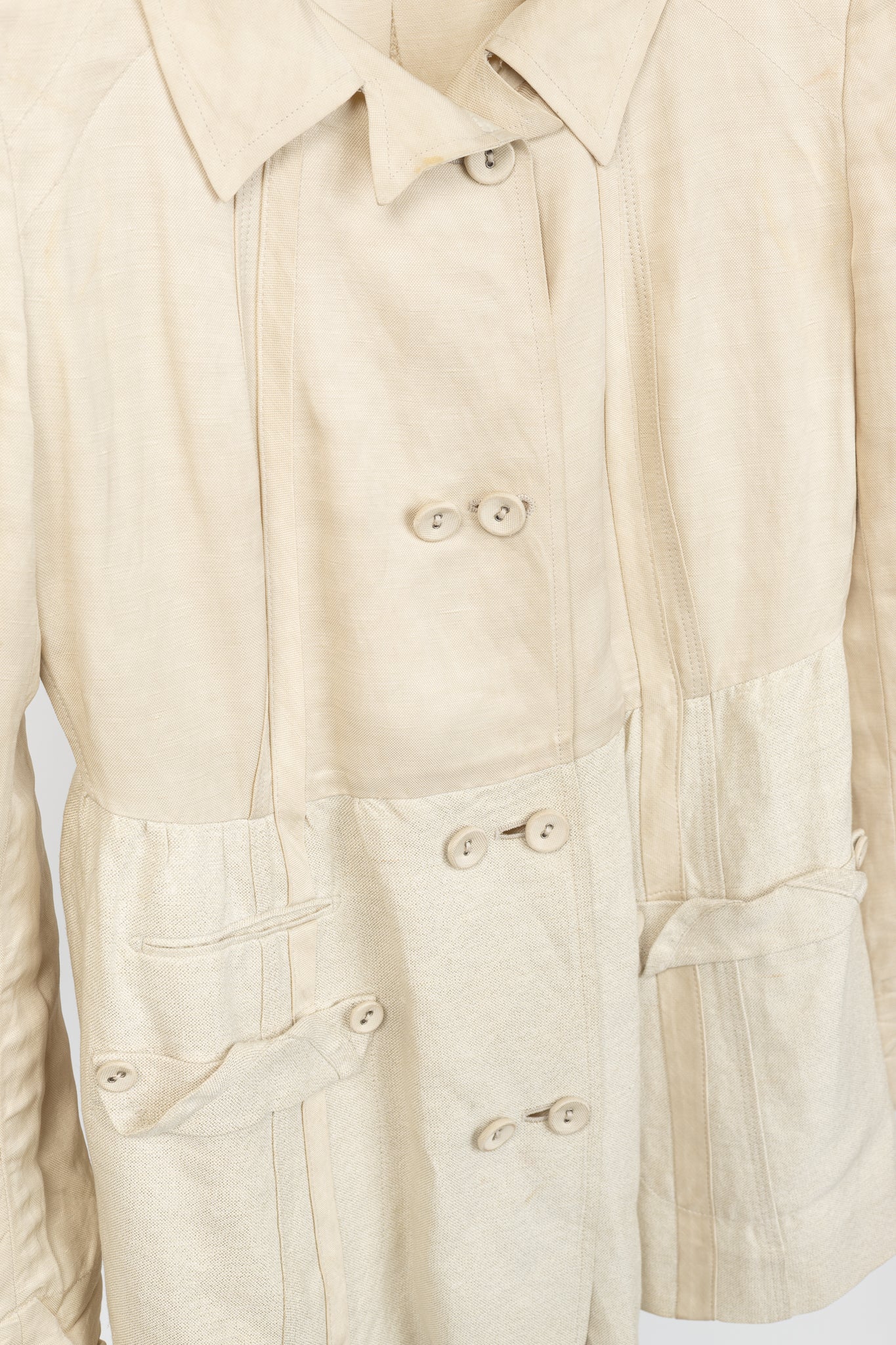 Donna Karan Collection Beige Double-Breasted Linen-Blend Jacket