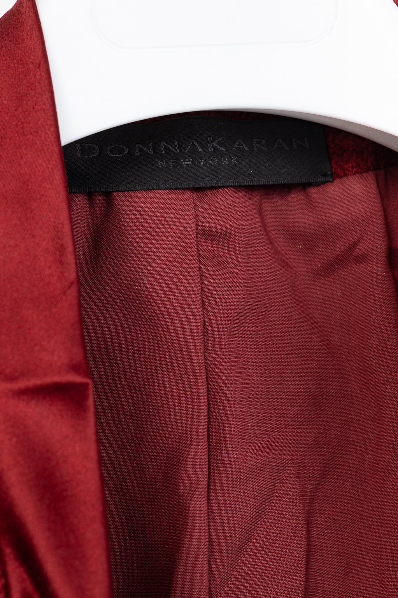 Donna Karan New York Red Wool Tweed Ruffle-Trim Blazer