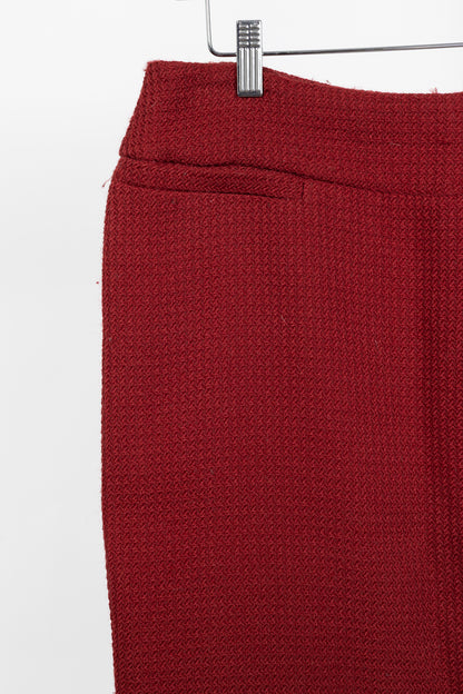 Donna Karan New York Red Wool Tweed Pencil Skirt