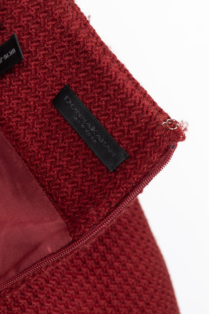 Donna Karan New York Red Wool Tweed Pencil Skirt