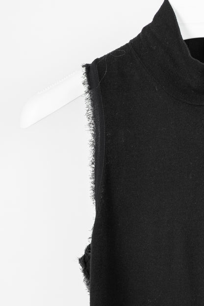 Donna Karan New York 30 Years Black Viscose Frayed-Trim Sleeveless Turtleneck