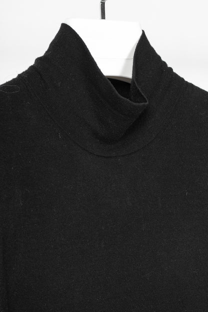 Donna Karan New York 30 Years Black Viscose Frayed-Trim Sleeveless Turtleneck