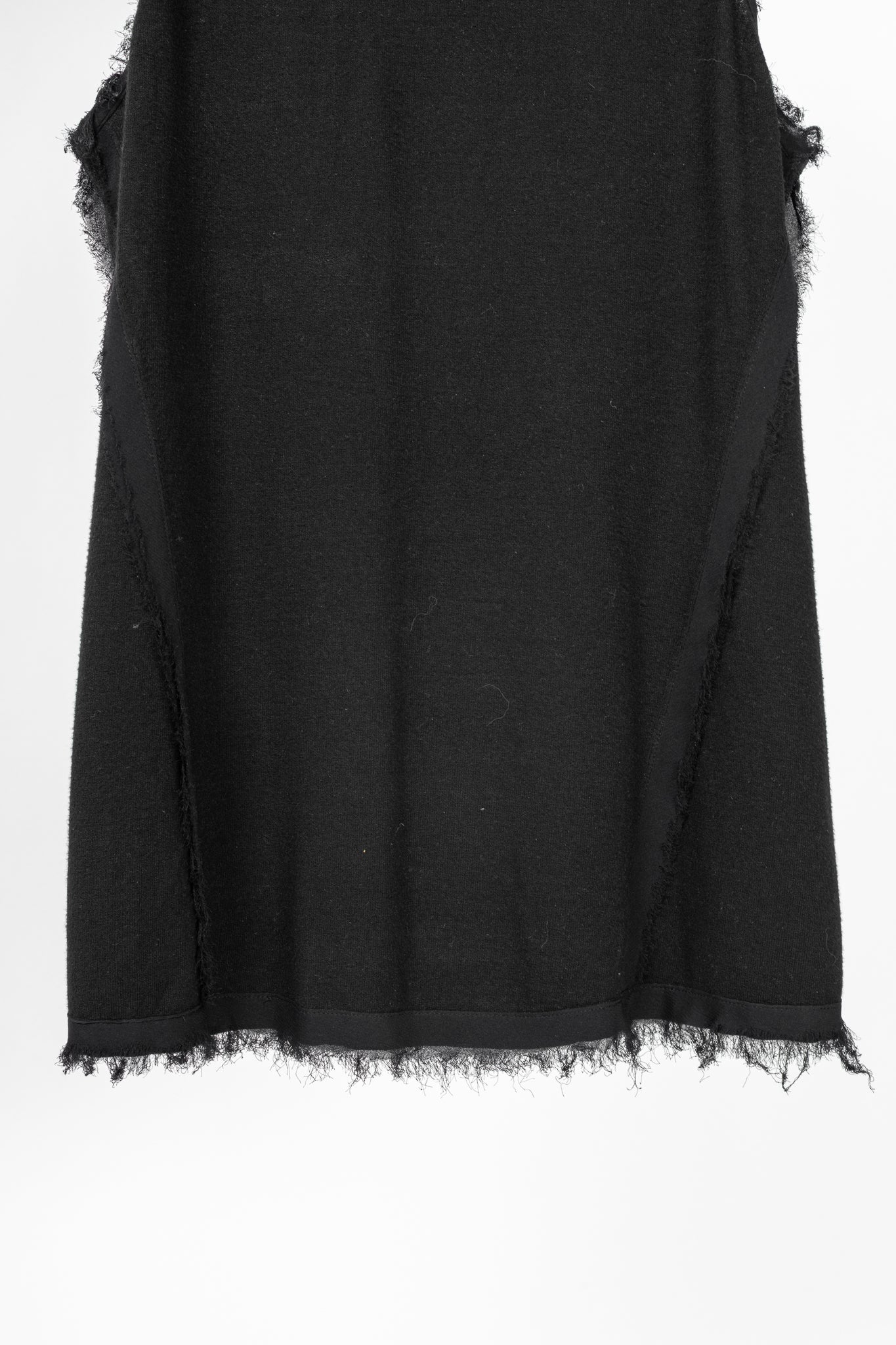 Donna Karan New York 30 Years Black Viscose Frayed-Trim Sleeveless Turtleneck