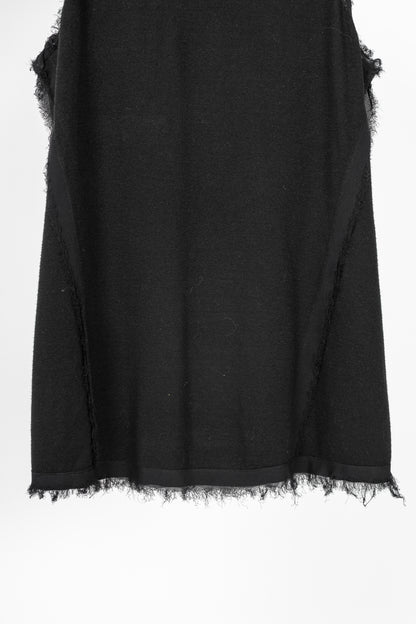 Donna Karan New York 30 Years Black Viscose Frayed-Trim Sleeveless Turtleneck