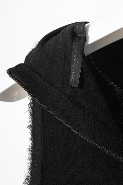 Donna Karan New York 30 Years Black Viscose Frayed-Trim Sleeveless Turtleneck