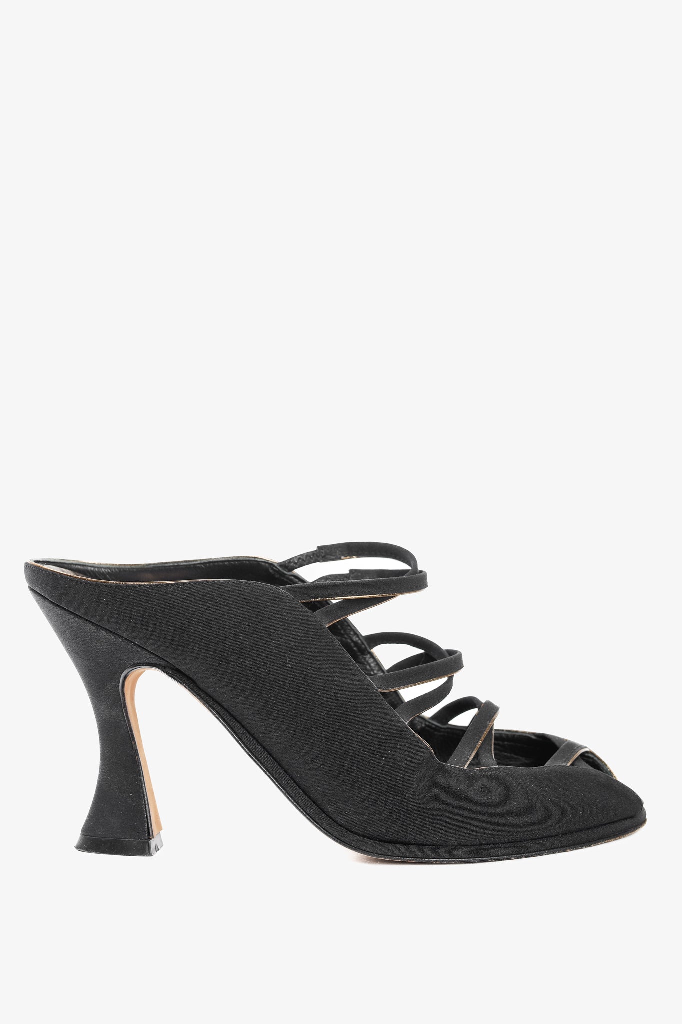 Donna Karan New York Black Criss-Cross Fabric Mules
