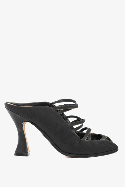 Donna Karan New York Black Criss-Cross Fabric Mules