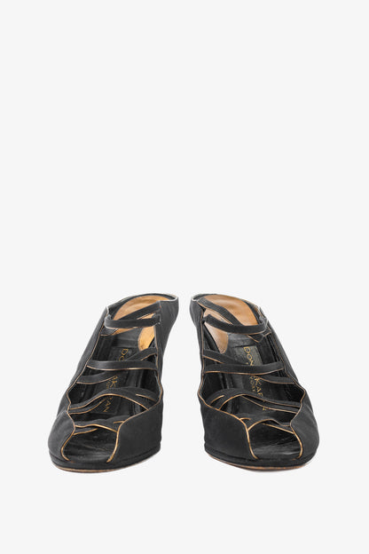 Donna Karan New York Black Criss-Cross Fabric Mules