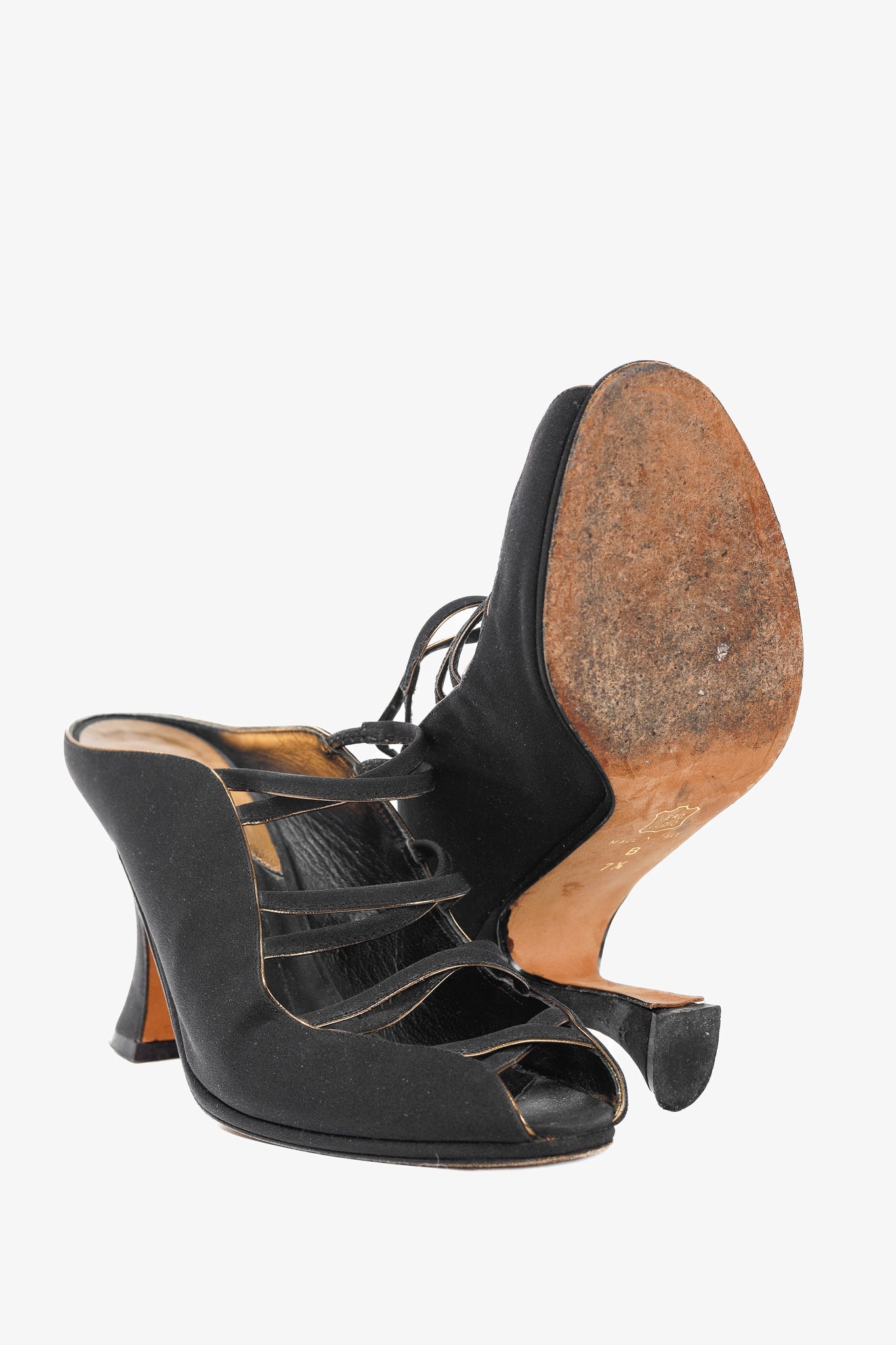 Donna Karan New York Black Criss-Cross Fabric Mules