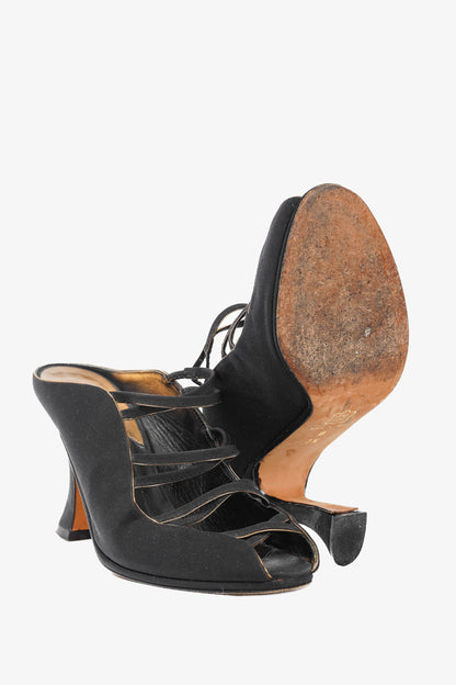 Donna Karan New York Black Criss-Cross Fabric Mules