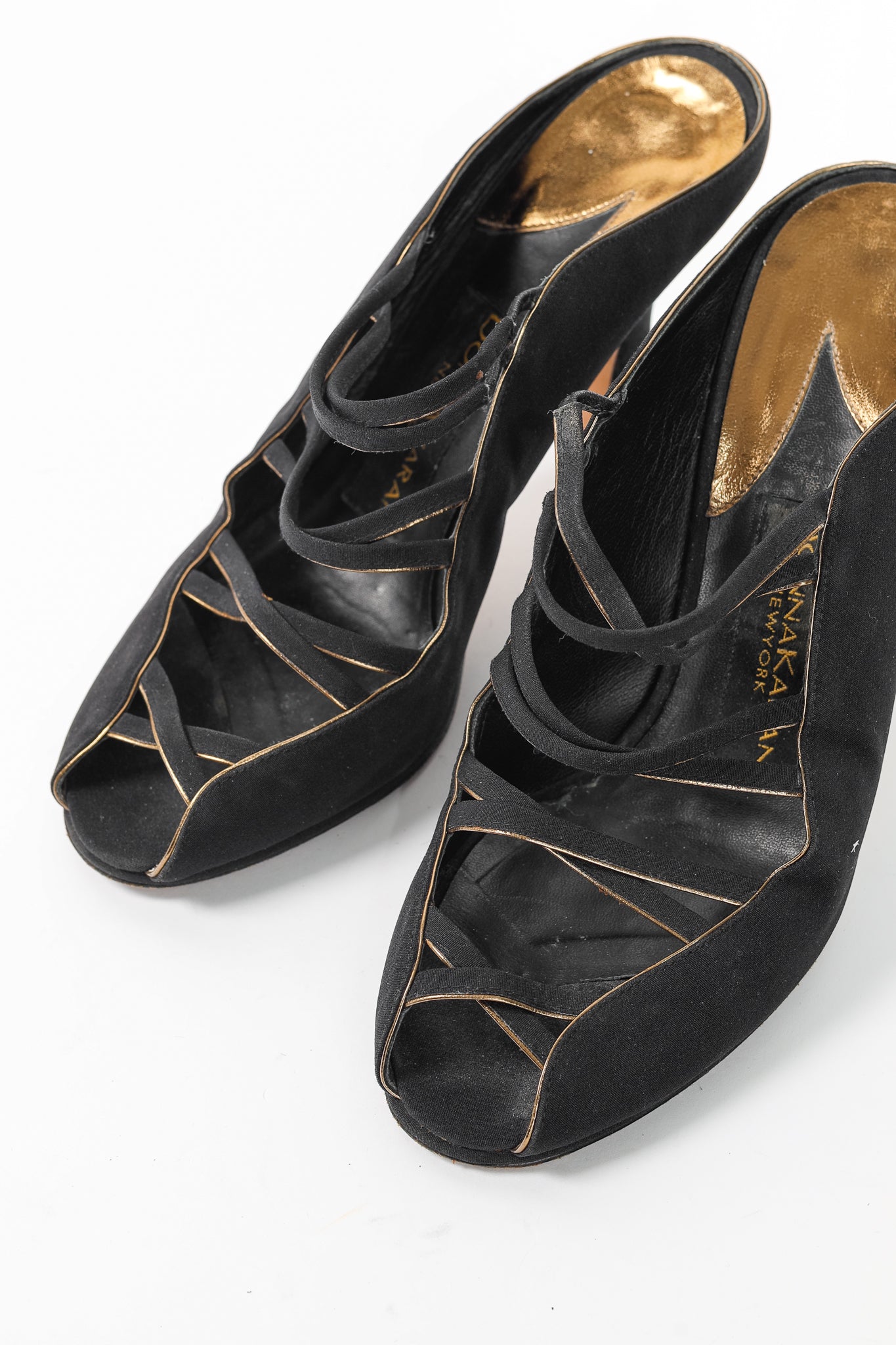Donna Karan New York Black Criss-Cross Fabric Mules