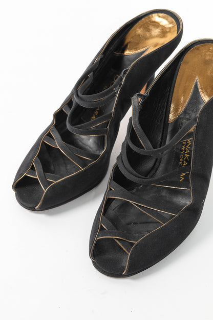 Donna Karan New York Black Criss-Cross Fabric Mules