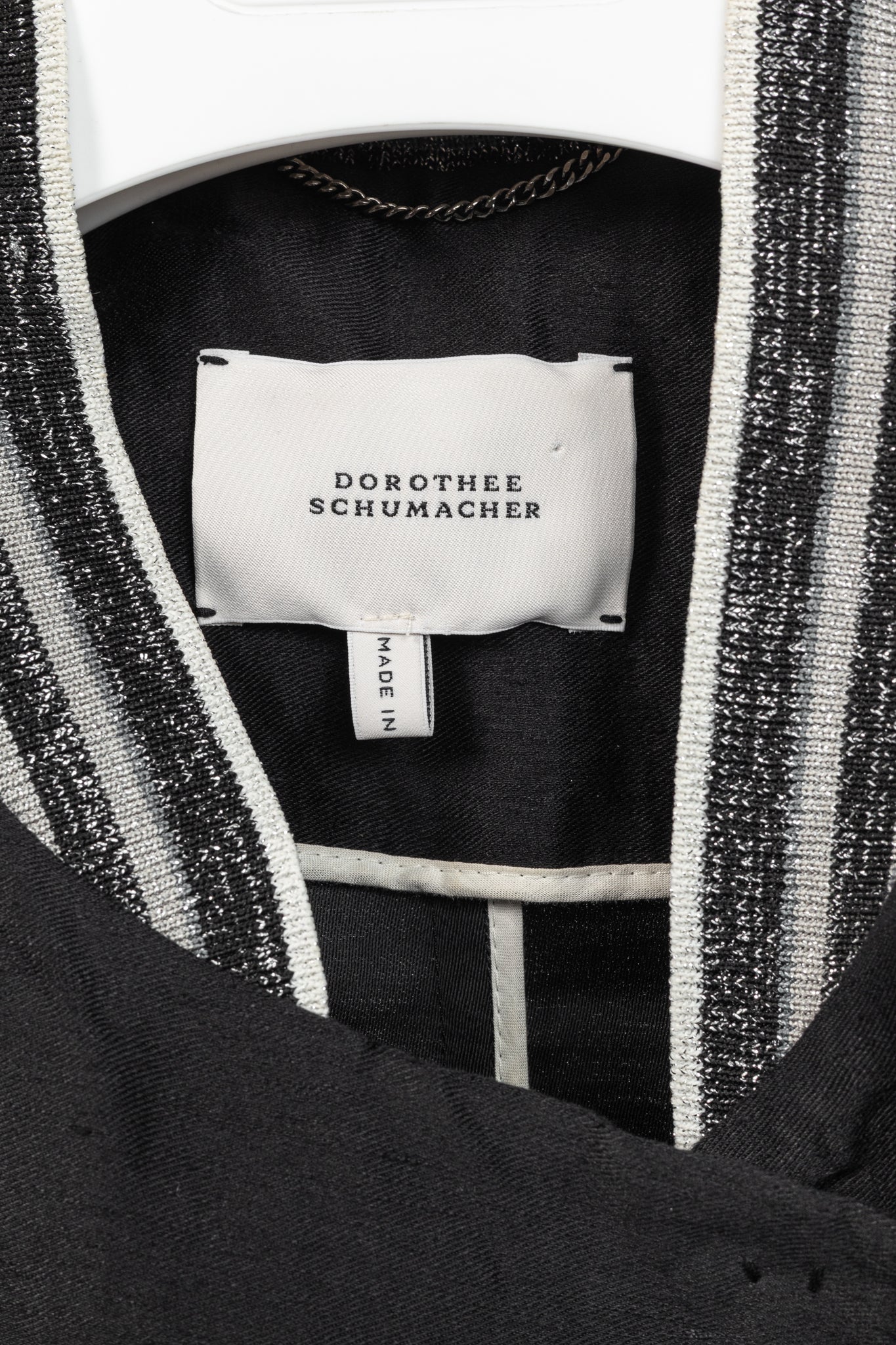 Dorothee Schumacher Black Linen Shantung Metallic-Collar Jacket