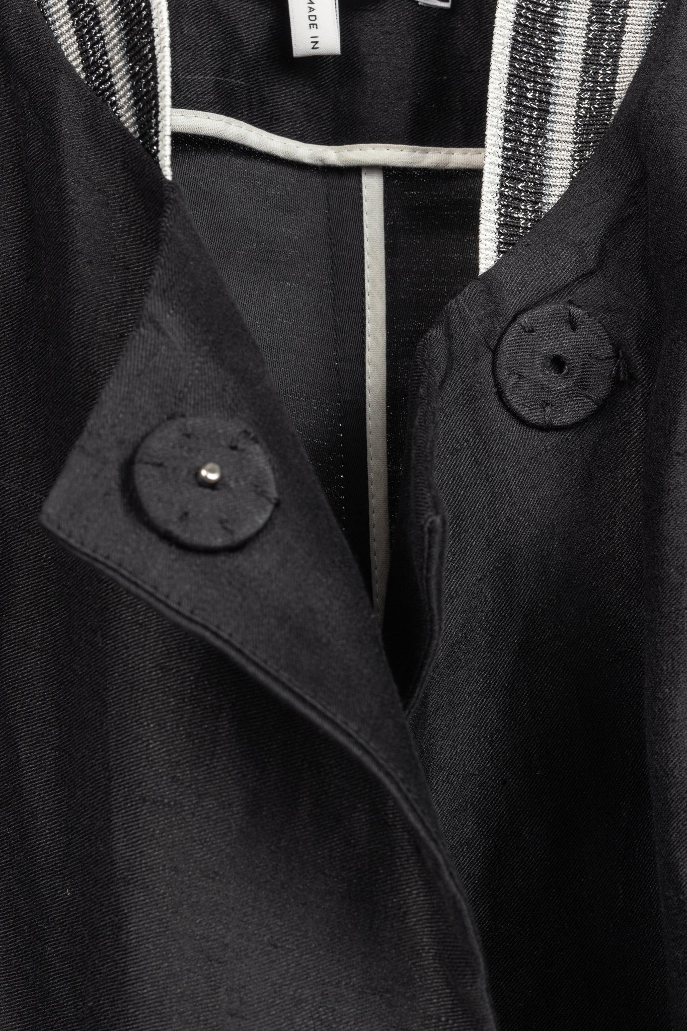 Dorothee Schumacher Black Linen Shantung Metallic-Collar Jacket
