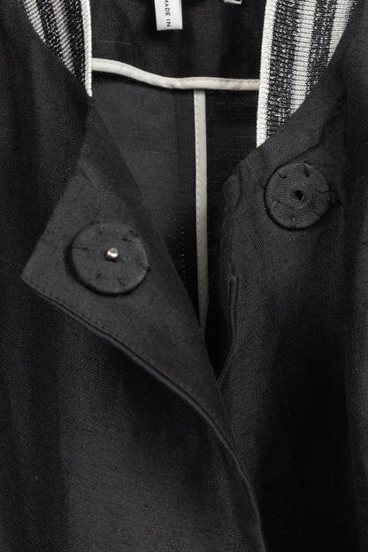 Dorothee Schumacher Black Linen Shantung Metallic-Collar Jacket