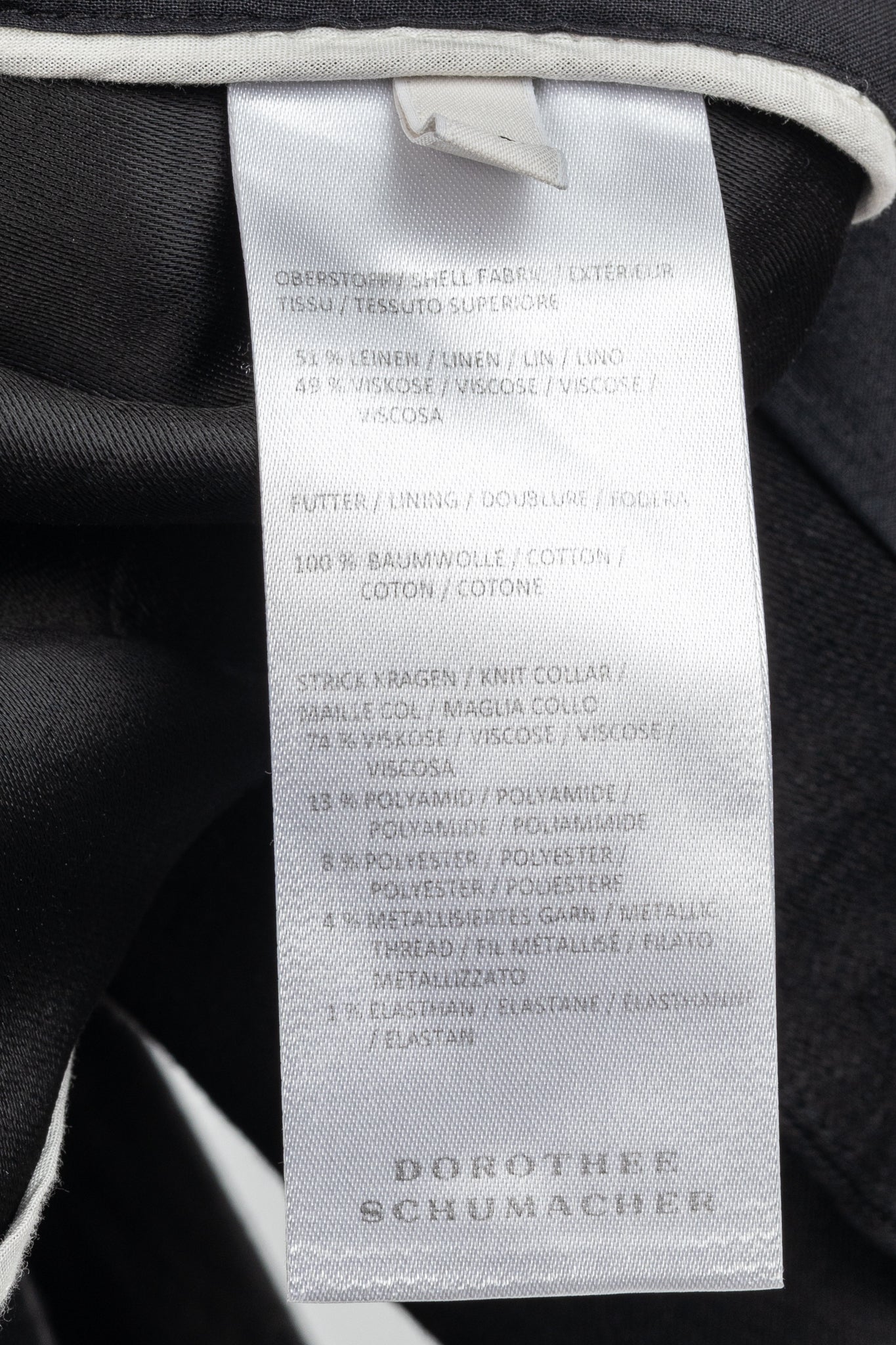 Dorothee Schumacher Black Linen Shantung Metallic-Collar Jacket
