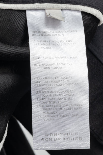 Dorothee Schumacher Black Linen Shantung Metallic-Collar Jacket