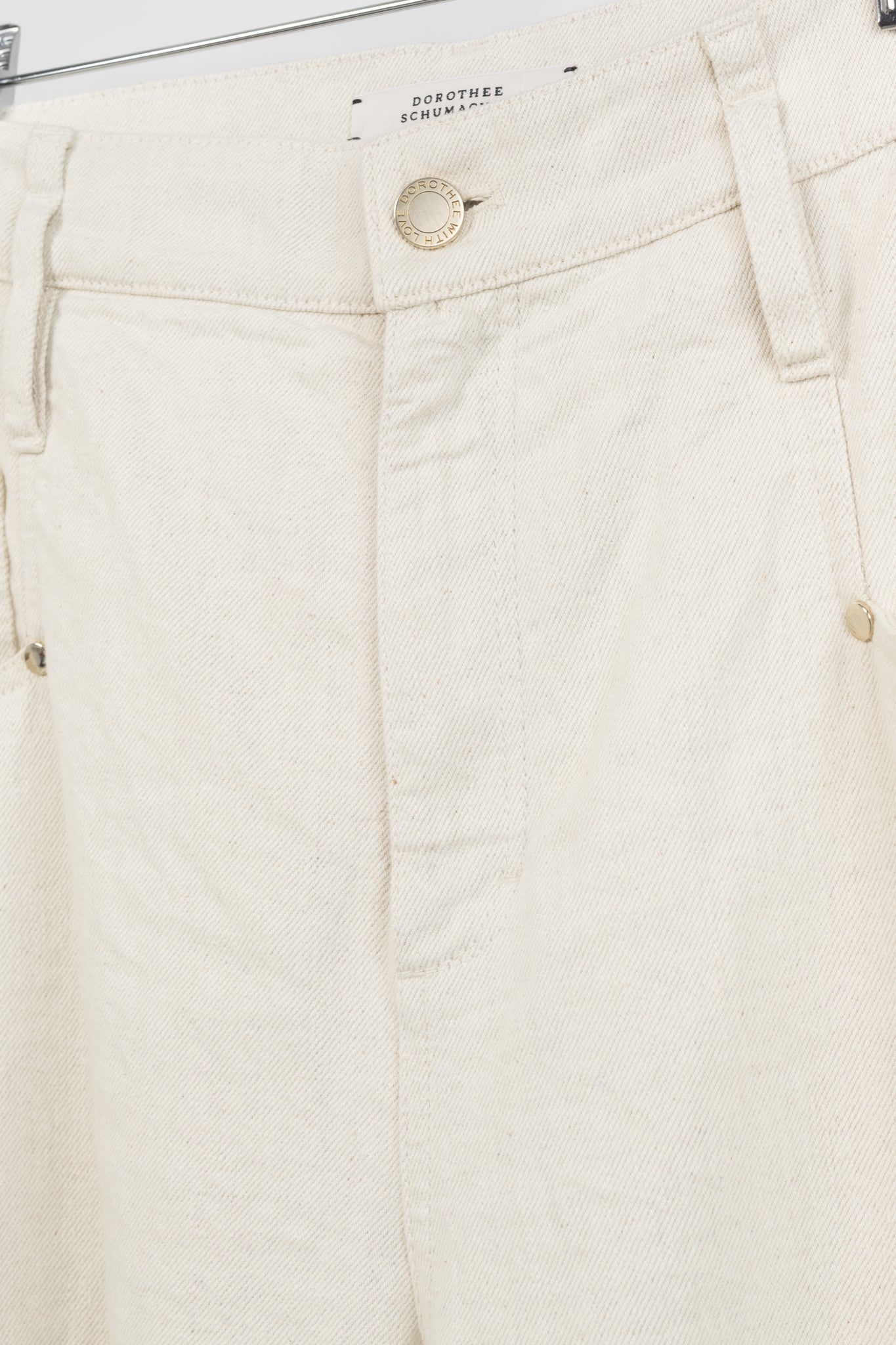 Dorothee Schumacher Cream Cotton Wide-Leg Jeans