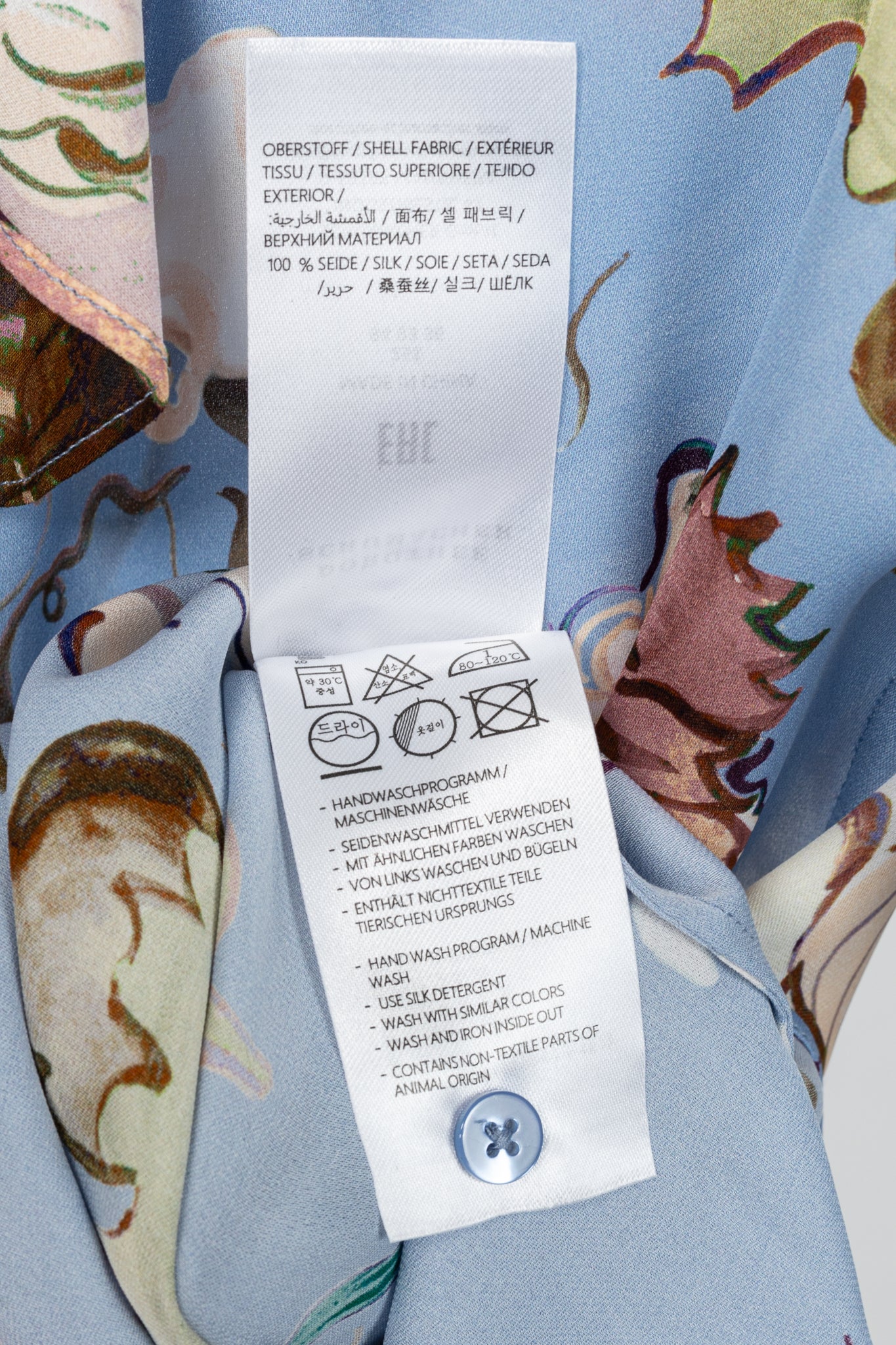 Dorothee Schumacher Floral Twist Blue Silk Ruffle Blouse