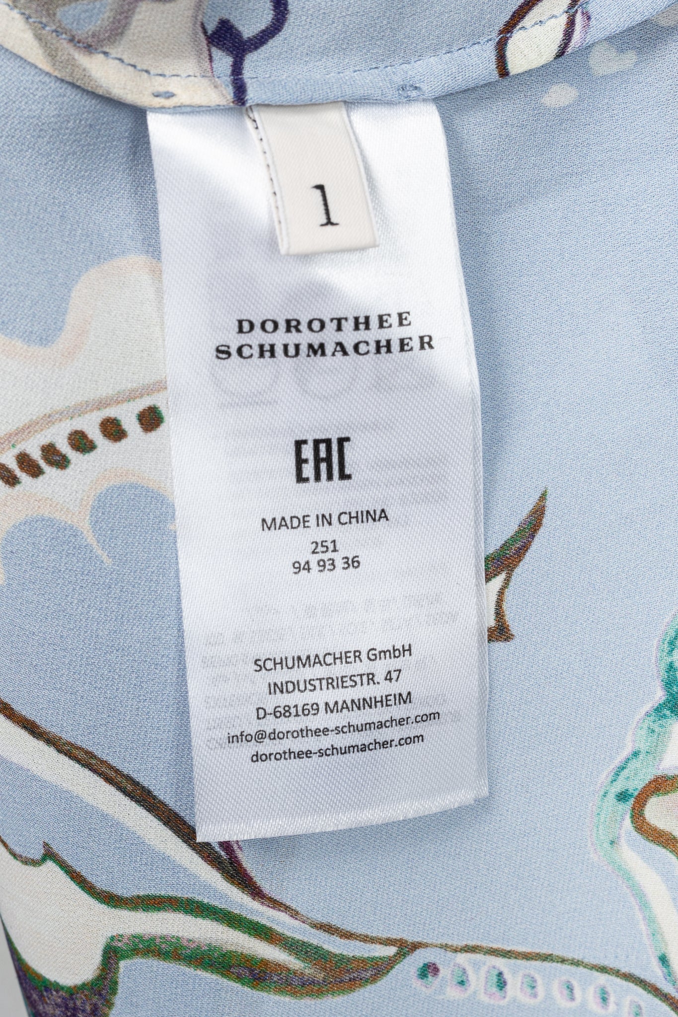 Dorothee Schumacher Floral Twist Blue Silk Ruffle Blouse