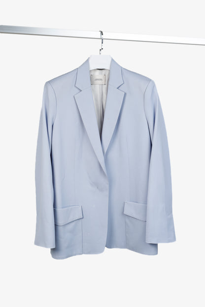 Dorothee Schumacher Baby-Blue Stretch-Wool Hidden-Button Blazer
