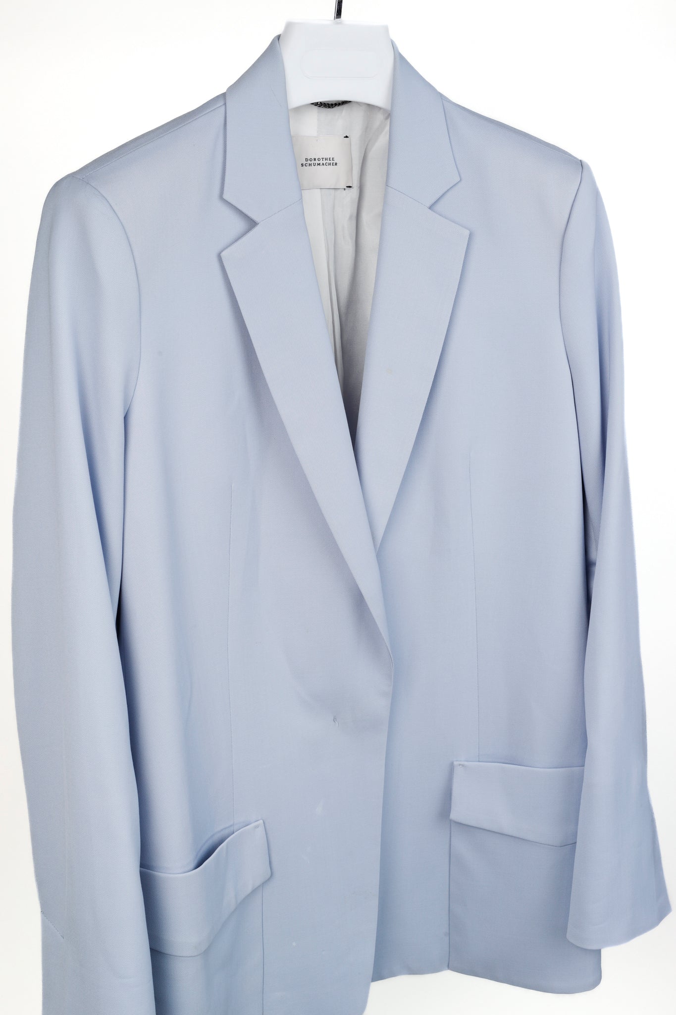 Dorothee Schumacher Baby-Blue Stretch-Wool Hidden-Button Blazer