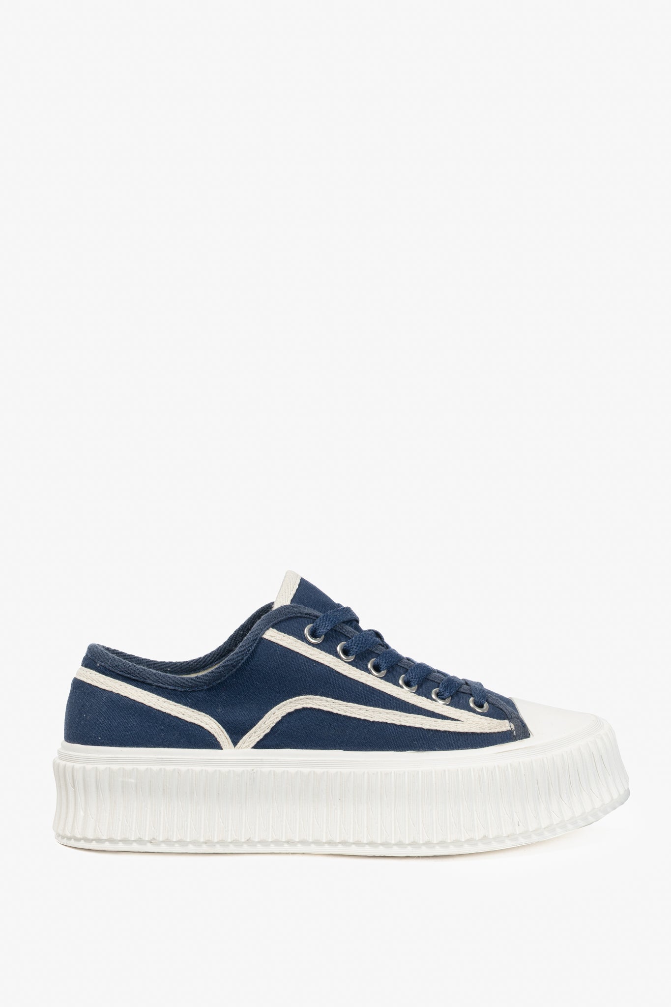 Dorothee Schumacher Cool Canvas Navy Lace-Up Platform Sneakers