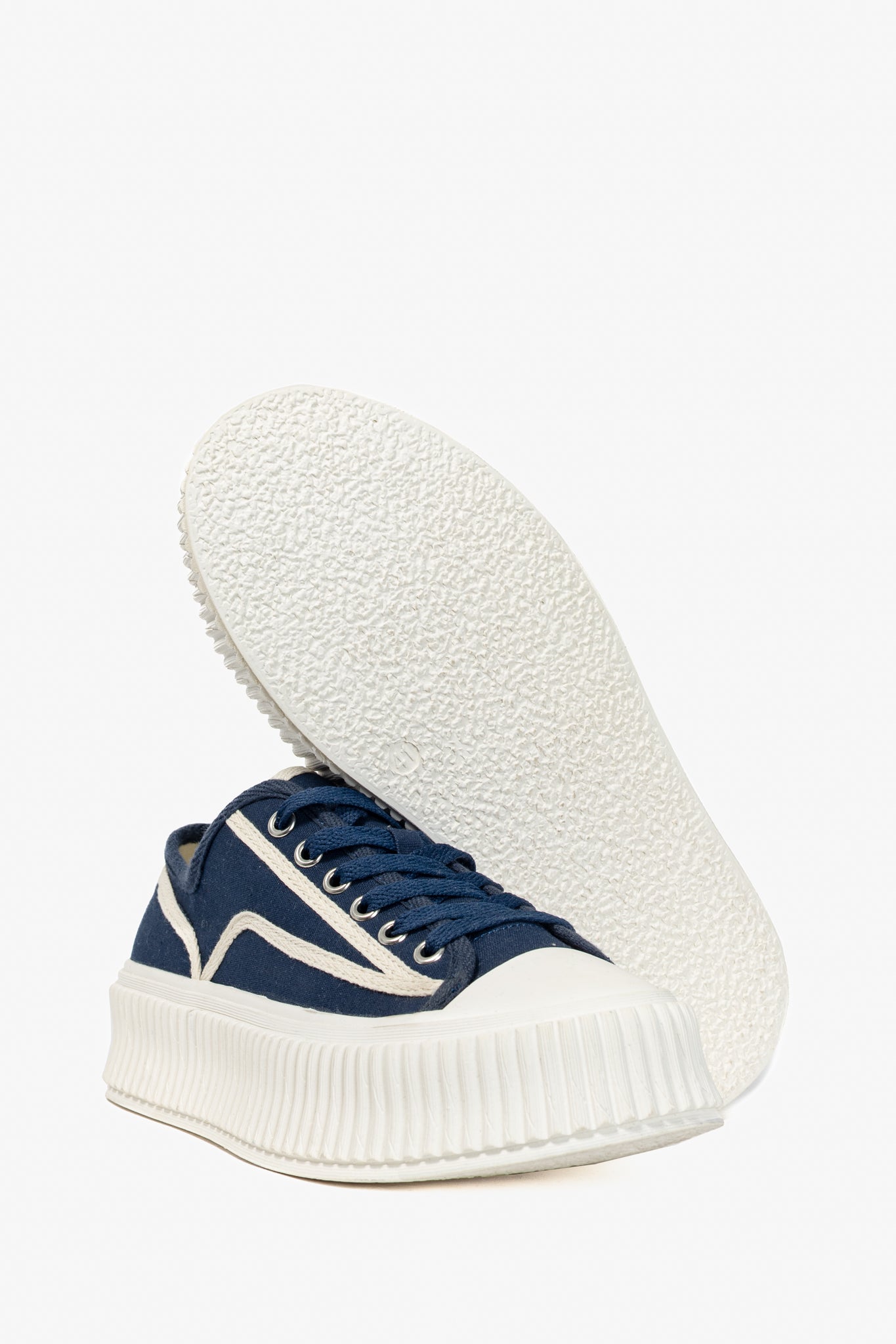Dorothee Schumacher Cool Canvas Navy Lace-Up Platform Sneakers