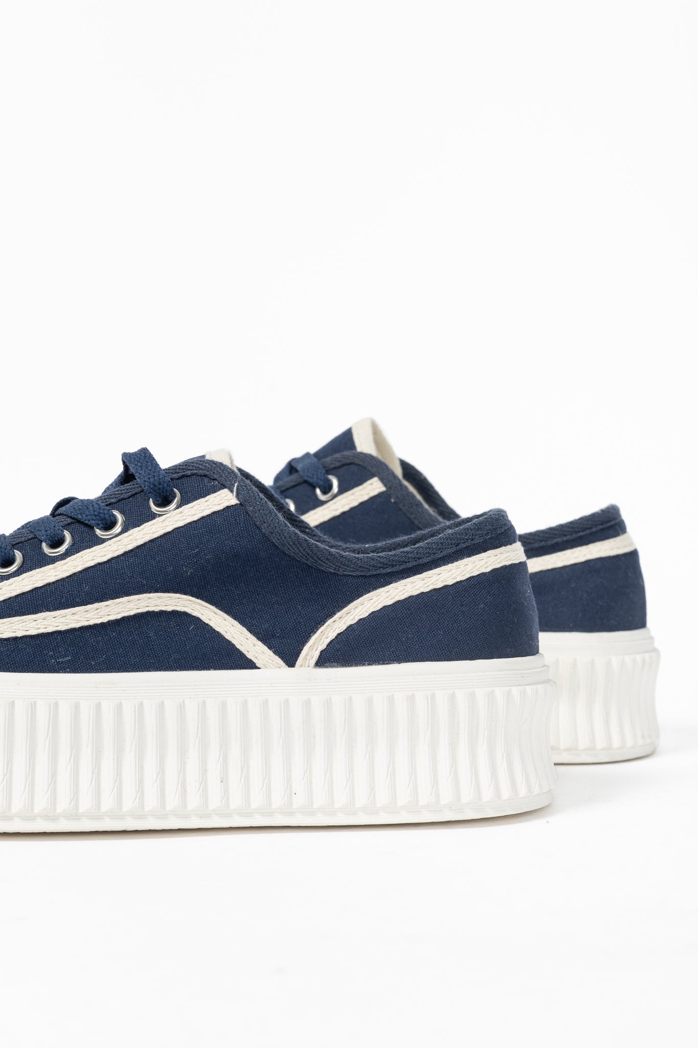 Dorothee Schumacher Cool Canvas Navy Lace-Up Platform Sneakers