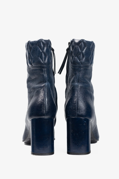 Dorothee Schumacher Dark-Blue Quilted Crackled-Leather Ankle Boots