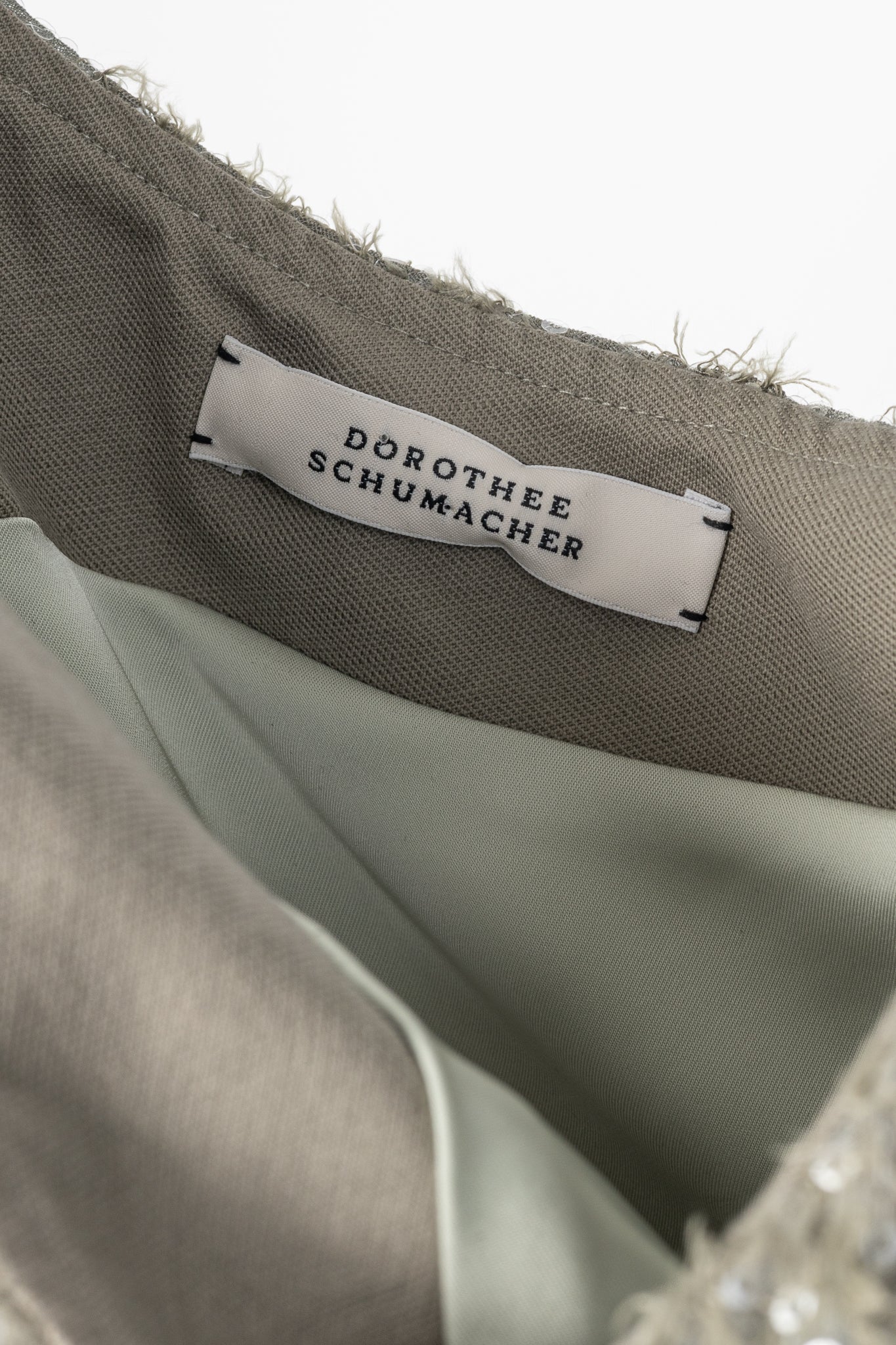 Dorothee Schumacher Sequin Statement Khaki One-Shoulder Top