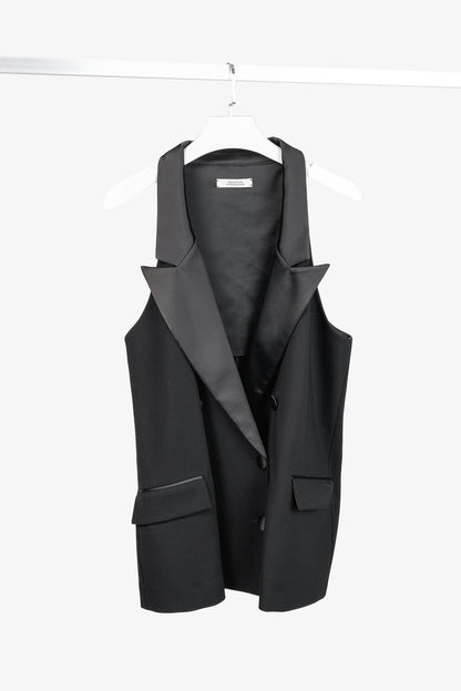 Dorothee Schumacher Emotional Essence Black Double-Breasted Tuxedo Vest