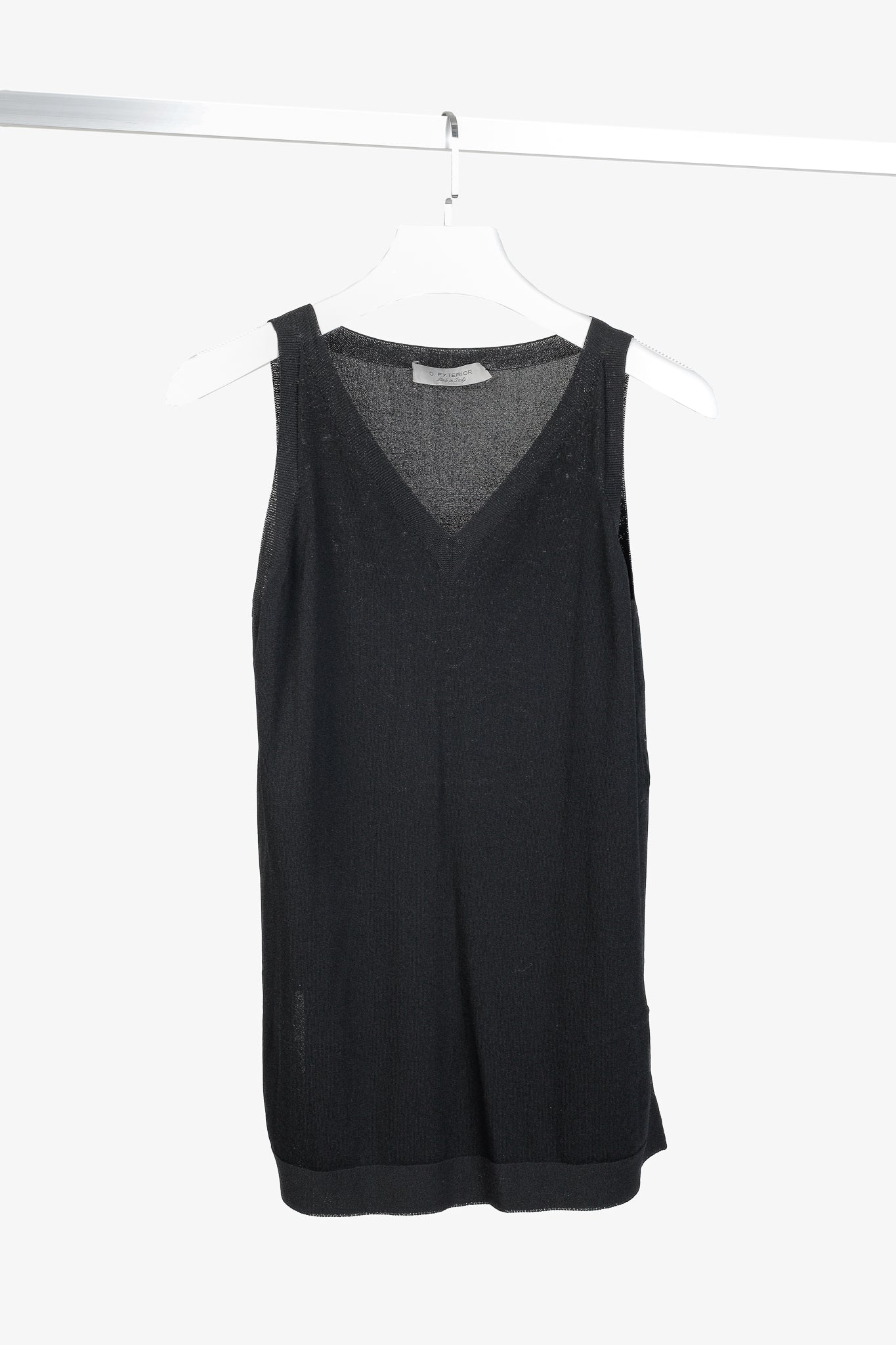 D. Exterior Black Viscose-Knitted Tank Top