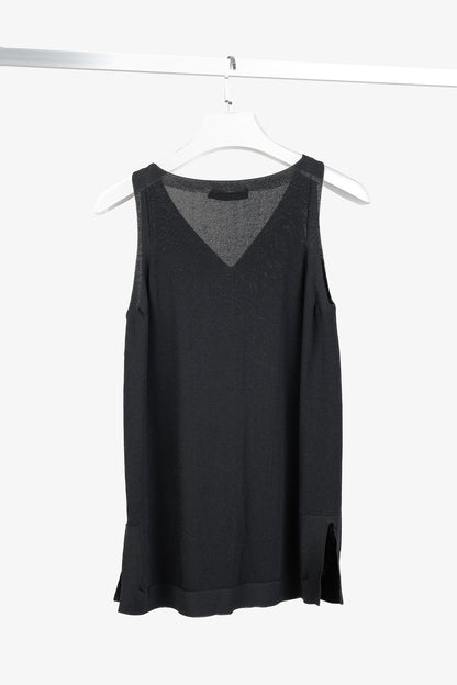 D. Exterior Black Viscose-Knitted Tank Top