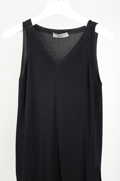 D. Exterior Black Viscose-Knitted Tank Top