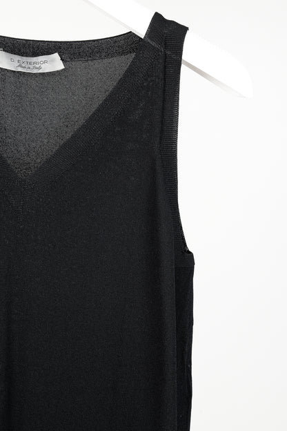 D. Exterior Black Viscose-Knitted Tank Top