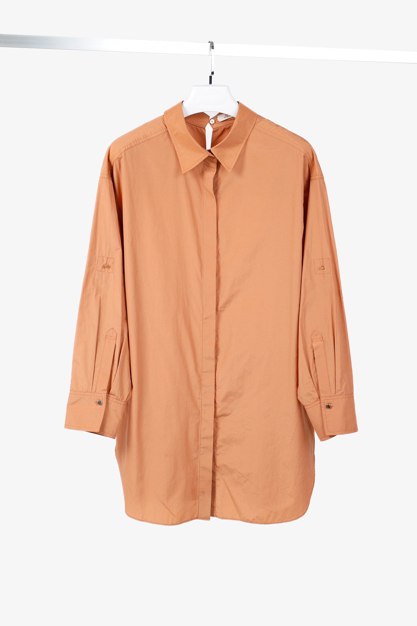 Dorothee Schumacher Spring 2019 Orange Taffeta Oversized Button-Up Shirt