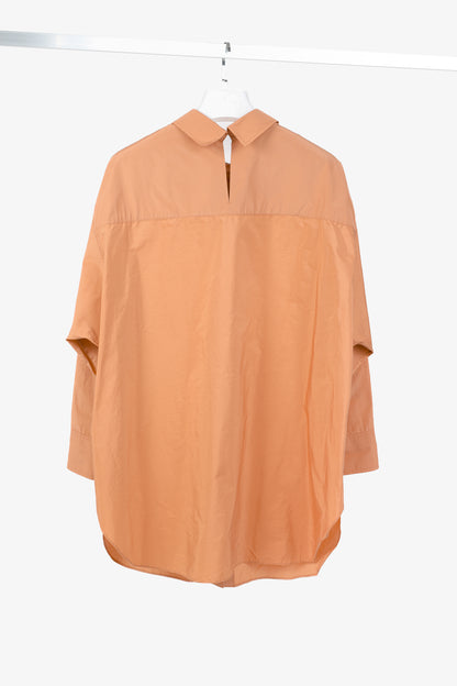 Dorothee Schumacher Spring 2019 Orange Taffeta Oversized Button-Up Shirt