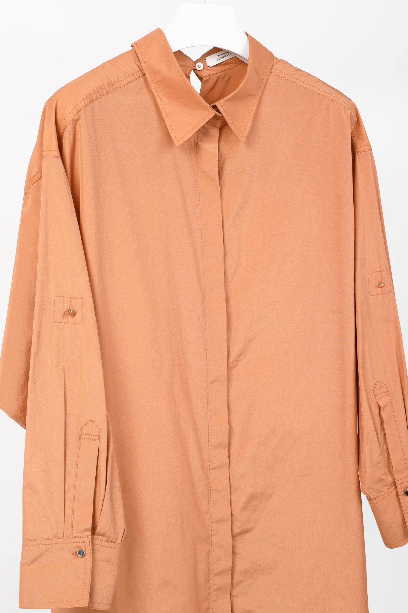 Dorothee Schumacher Spring 2019 Orange Taffeta Oversized Button-Up Shirt