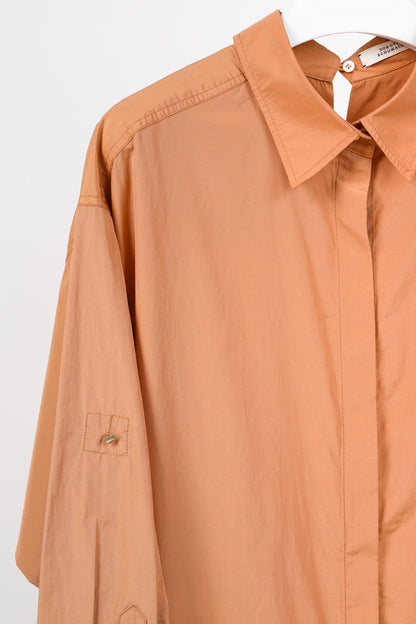 Dorothee Schumacher Spring 2019 Orange Taffeta Oversized Button-Up Shirt