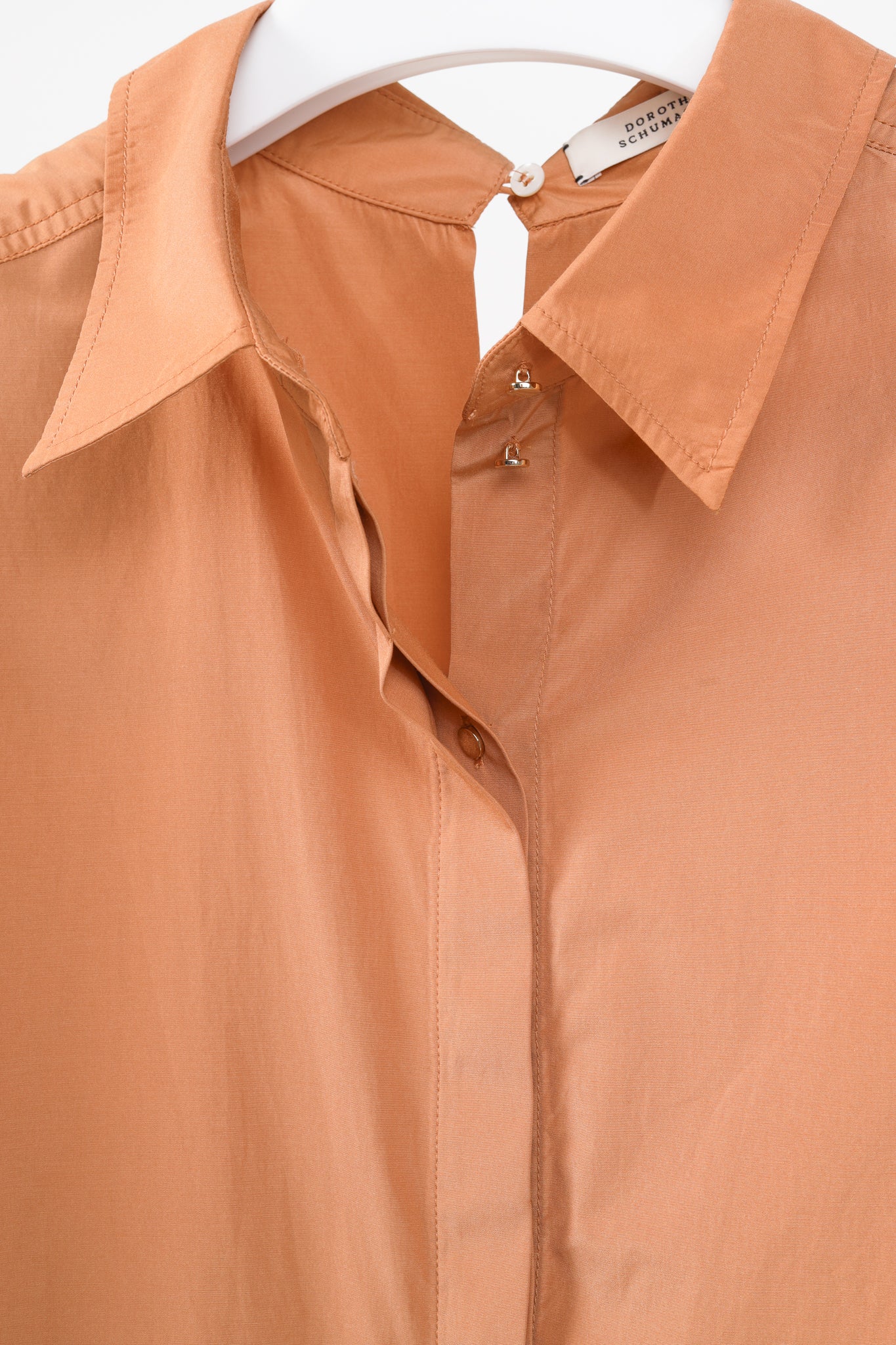 Dorothee Schumacher Spring 2019 Orange Taffeta Oversized Button-Up Shirt