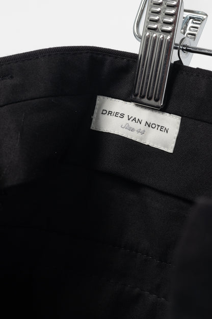 Dries Van Noten Black Cotton & Wool Tapered Trousers