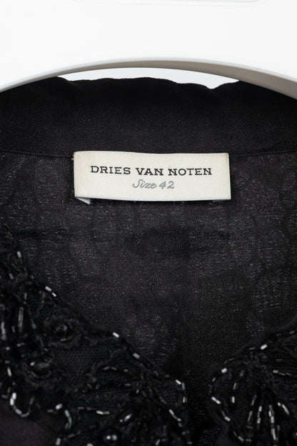Dries Van Noten Cota Black Embroidered Silk & Lace Bomber Jacket
